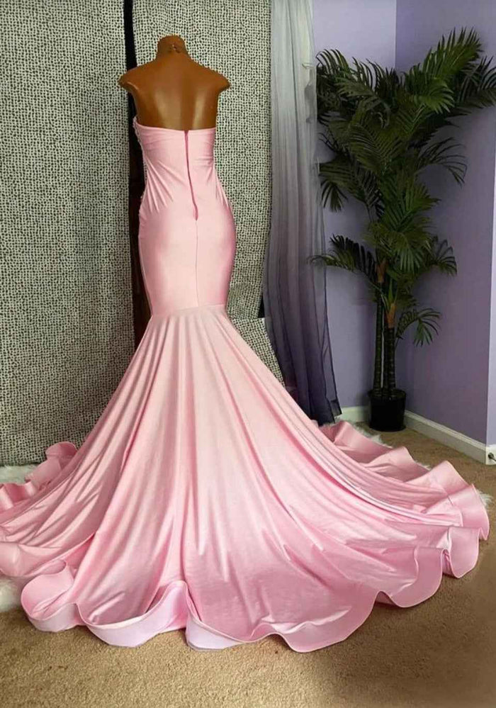 Luxury Sparkly Silver Diamond Long Pink Prom Dress - Elegant Pink Prom Dress for Unforgettable Nights
