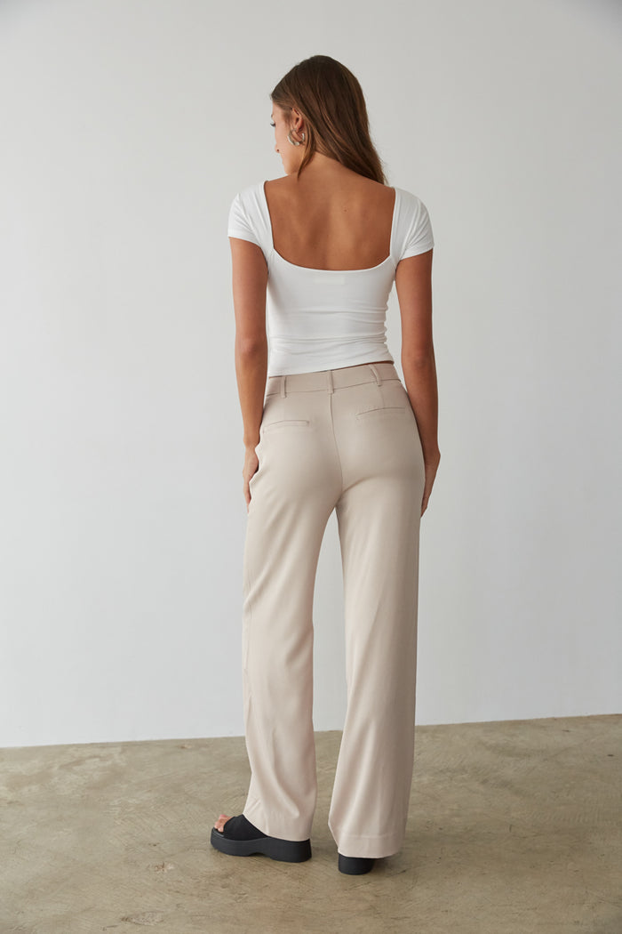 neutral wide leg trousers - wide leg dress pants - business casual trousers