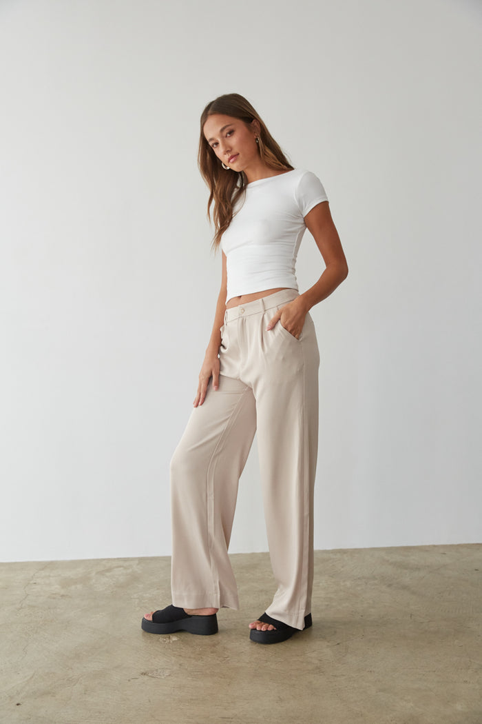 beige wide leg trousers - tan business casual pants - cute dress pants