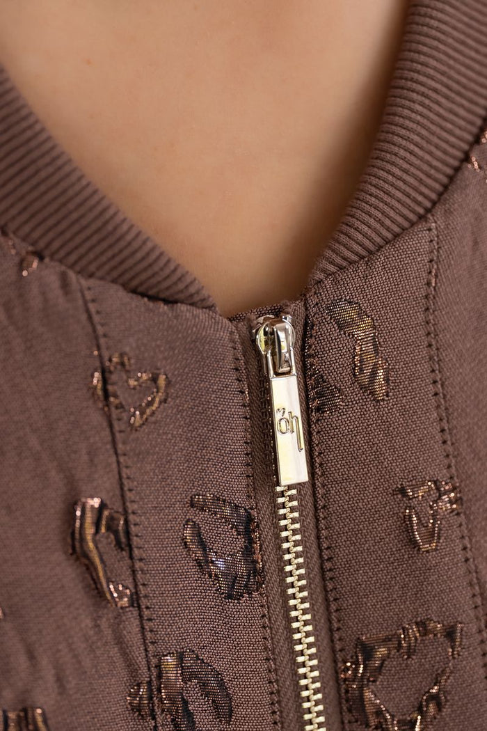 Lyra Quilted Bomber Jacket (Brown)