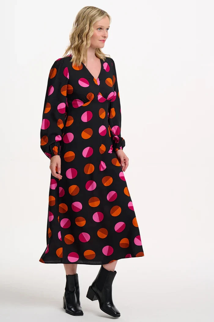 Marcie Midi Dress (Black/Polka)