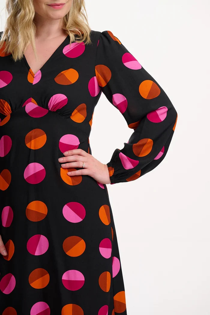 Marcie Midi Dress (Black/Polka)