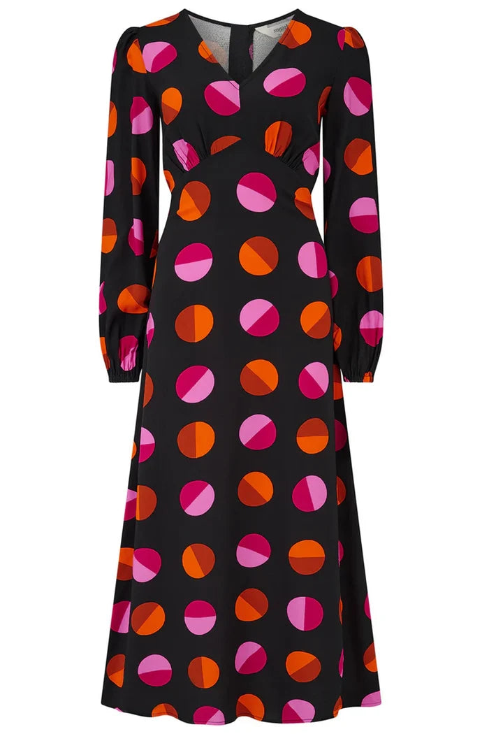 Marcie Midi Dress (Black/Polka)