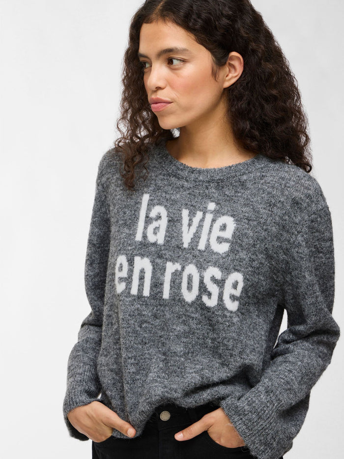 Melie Knit Jumper (Medium Grey Melange/White)