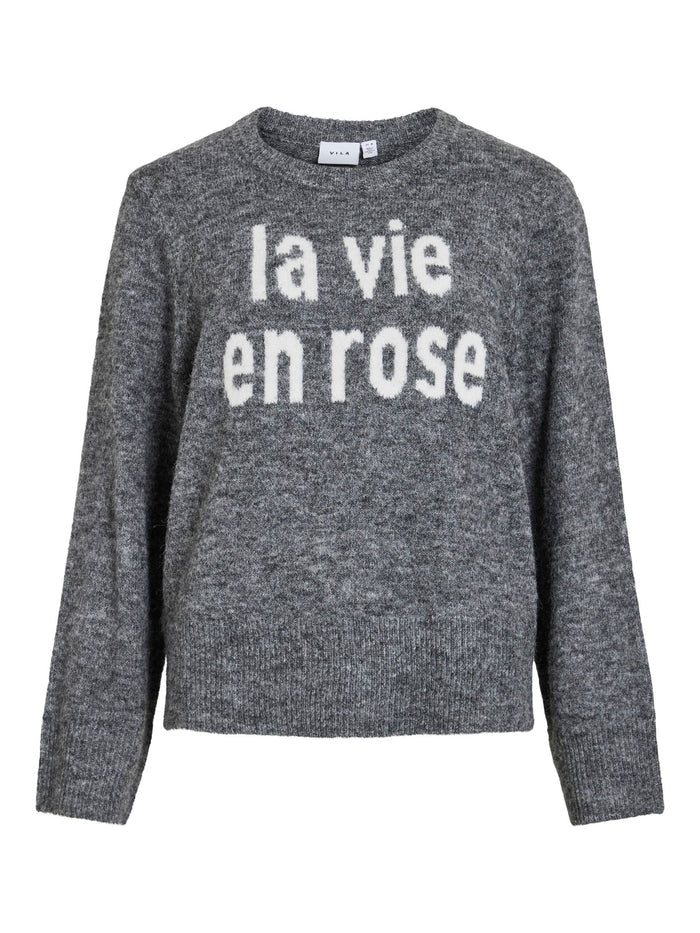 Melie Knit Jumper (Medium Grey Melange/White)