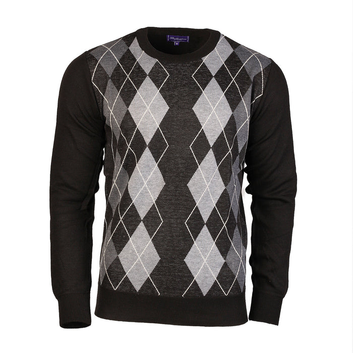 Men's Argyle Ballantrae Jumper Crew Neck Black