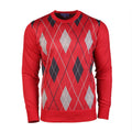 Men's Argyle Ballantrae Jumper Crew Nec Red - Heritage Of Scotland - RED