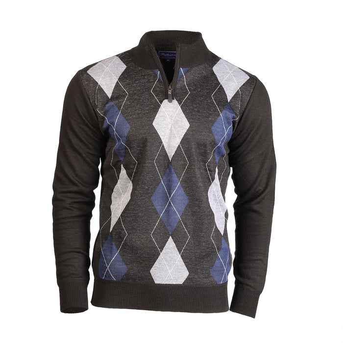 Men's Argyle Ballantrae Jumper Half Zip  Black