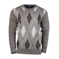 Men's Argyle Ballantrae Jumper Sweater Crew Neck Light Grey Melange