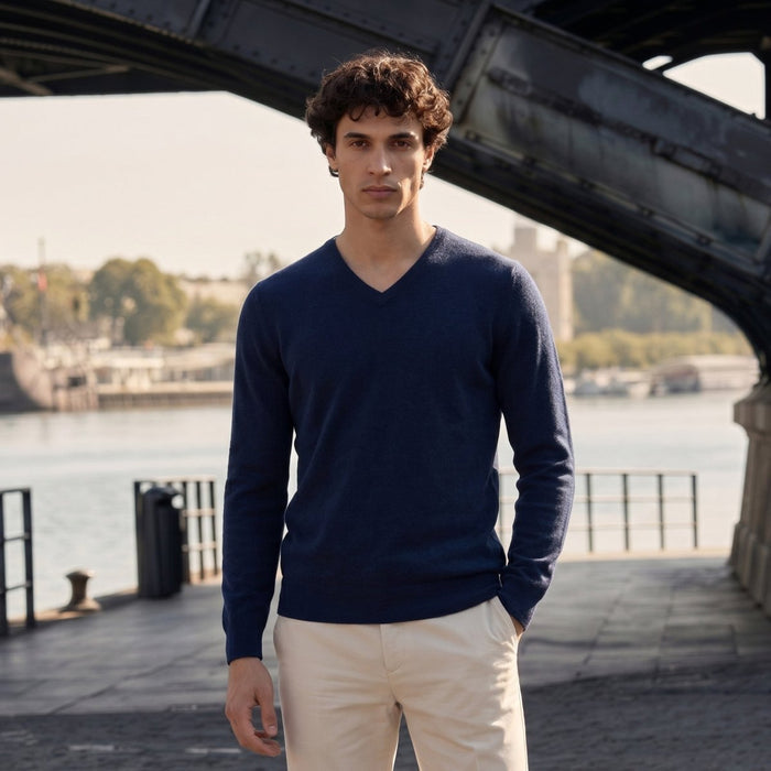 Men's Dunedin Cashmere 100% Cashmere Crew Neck Sweater - Cosmos - Heritage Of Scotland - COSMOS