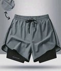 Men’s Grey 2-in-1 Sports Running Shorts