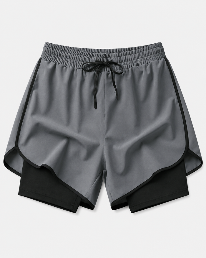 Men’s Grey 2-in-1 Sports Running Shorts