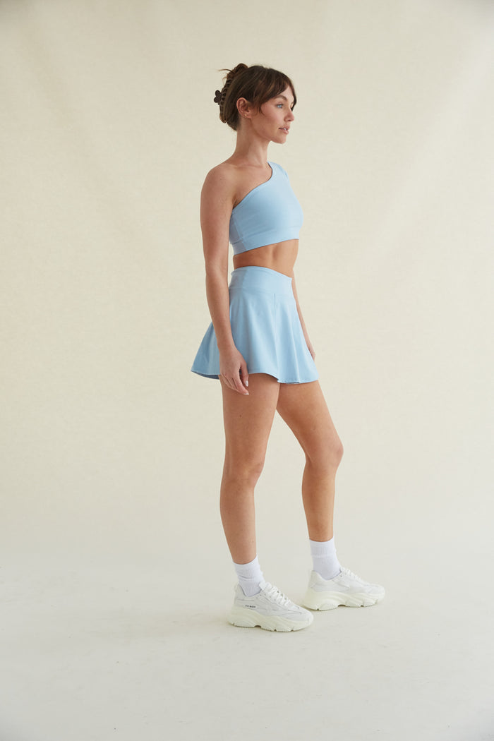 double lined one-shoulder workout top with soft fabric