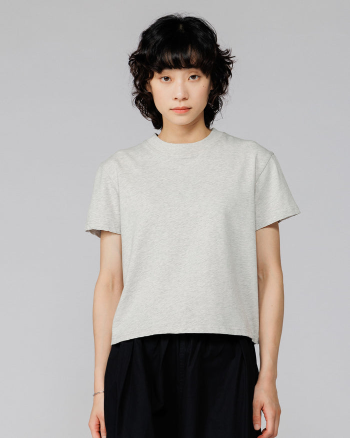 Mid-Weight Cropped Organic T-Shirt - Grey Marl