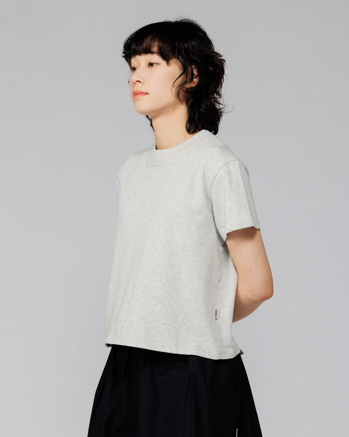 Mid-Weight Cropped Organic T-Shirt - Grey Marl