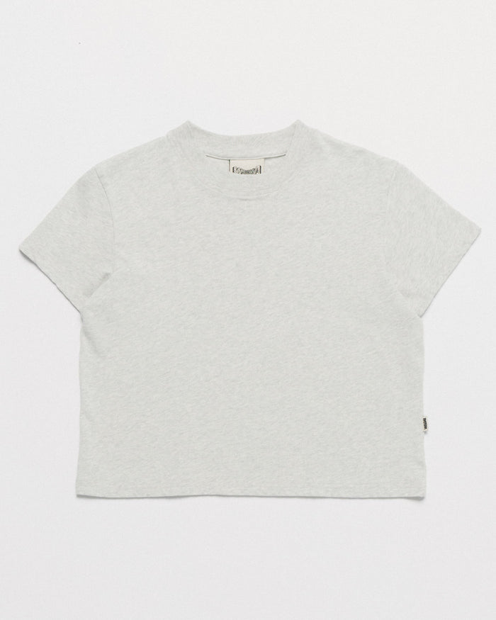 Mid-Weight Cropped Organic T-Shirt - Grey Marl