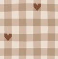 Mini Gingham Check Brown with Hearts - Family Fabrics B.V.