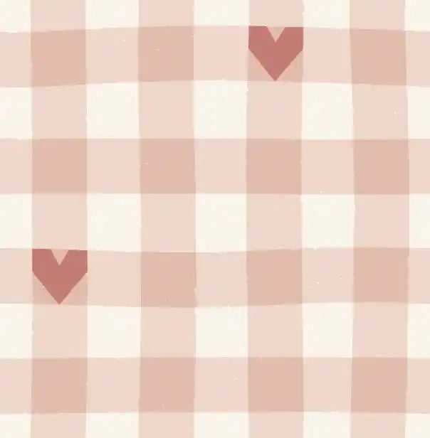 Mini Gingham Check Pink with Hearts - Family Fabrics B.V.