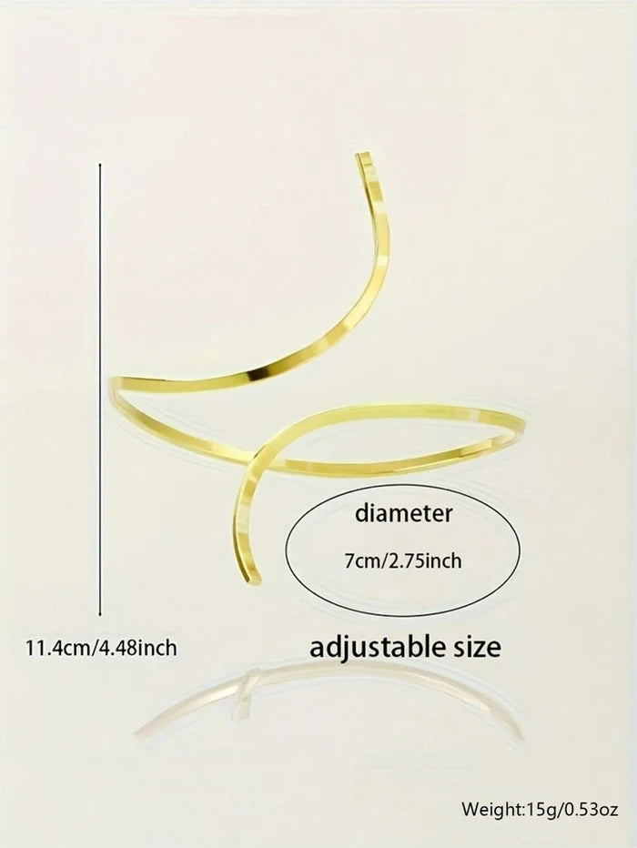 Minimalist Wave Open Anklet – Gold Tone Statement Foot Jewelry for Women