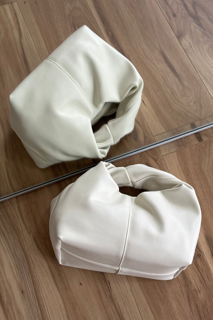 mirrored view | ivory knotted handbag | small white purse for fall