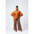 Mixed Pattern Loose Top & Wide-Leg Pants