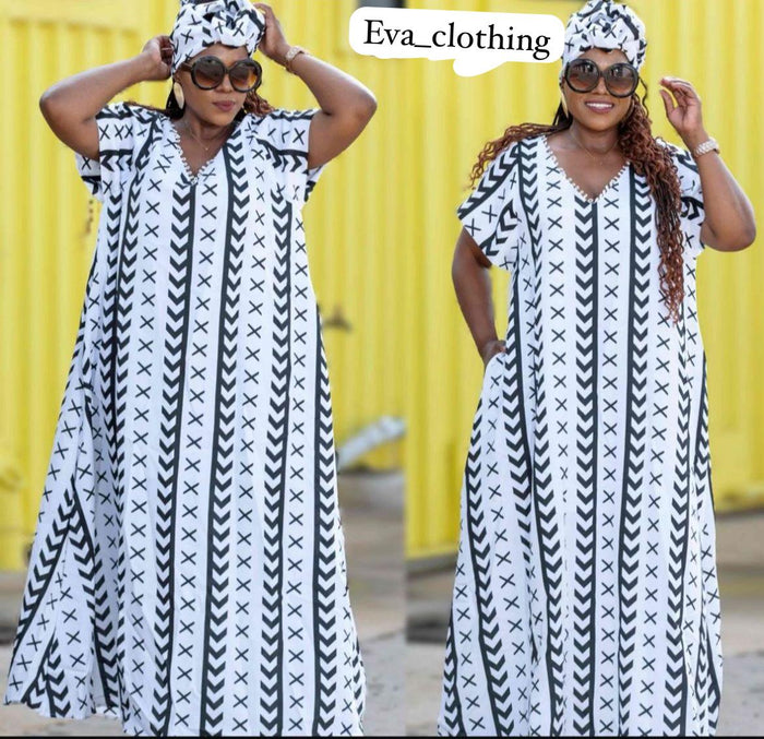 MonoChrome Tribal Maxi Kaftan Dress