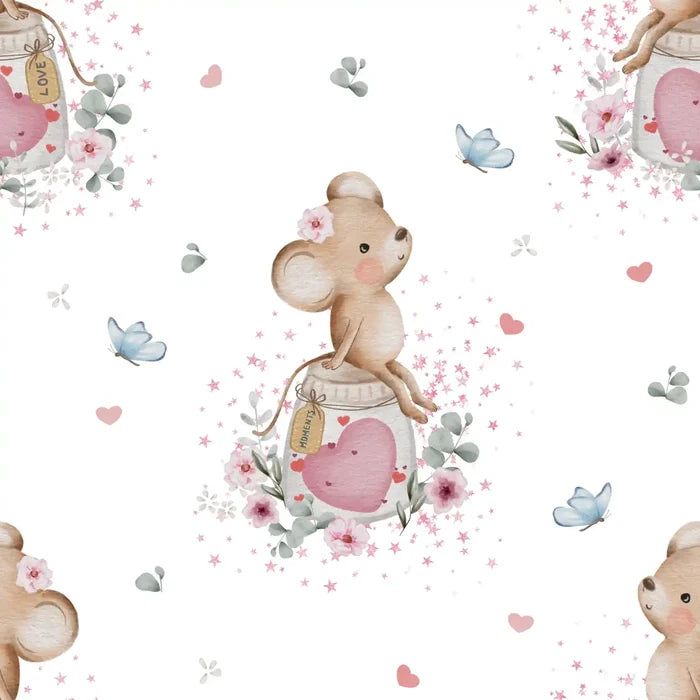 Mouse Collecting Love White - Family Fabrics B.V.
