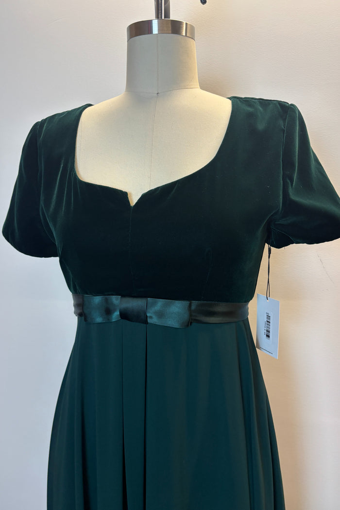 Mr. K Green Velvet Bow Detail Midi Dress image 1