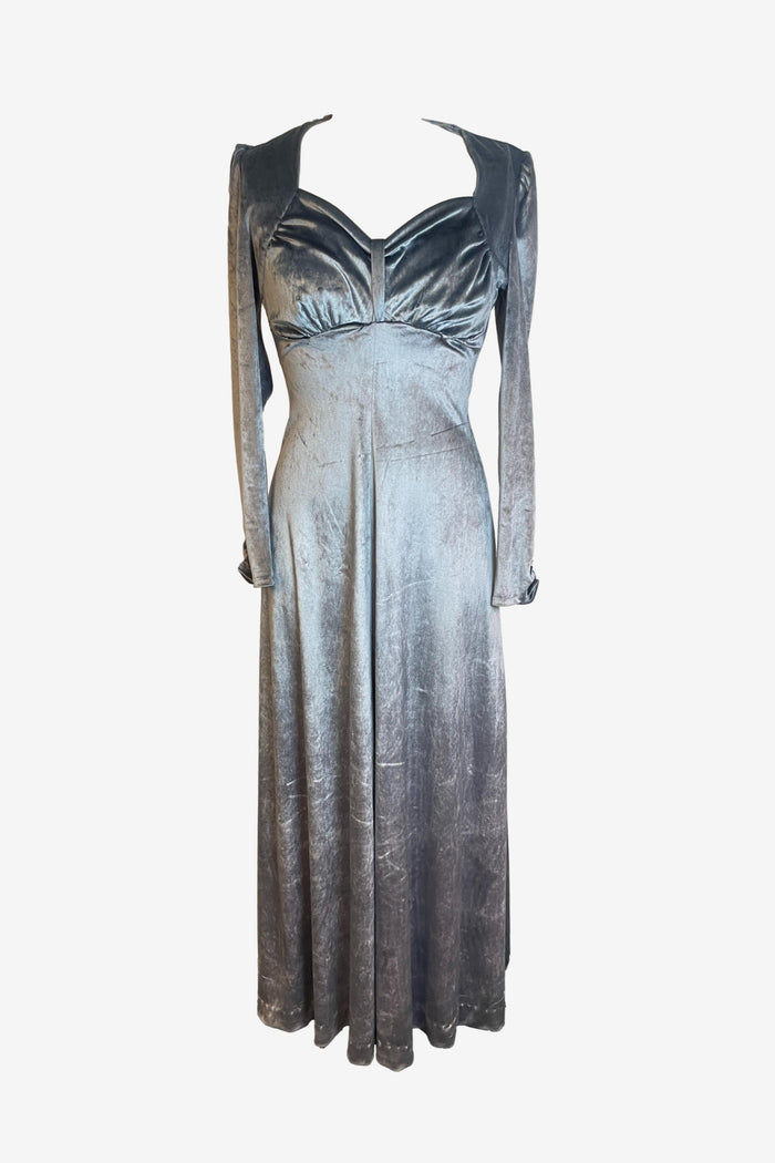 Mr K Gunmetal Silver Velvet Maxi Dress image 0