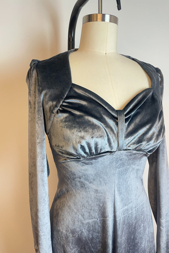 Mr K Gunmetal Silver Velvet Maxi Dress image 1