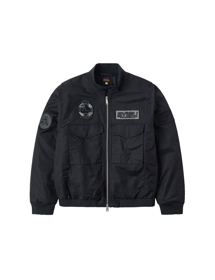 Multi Logo Badges Embroidery Regular Fit Padded Bomber Jacket