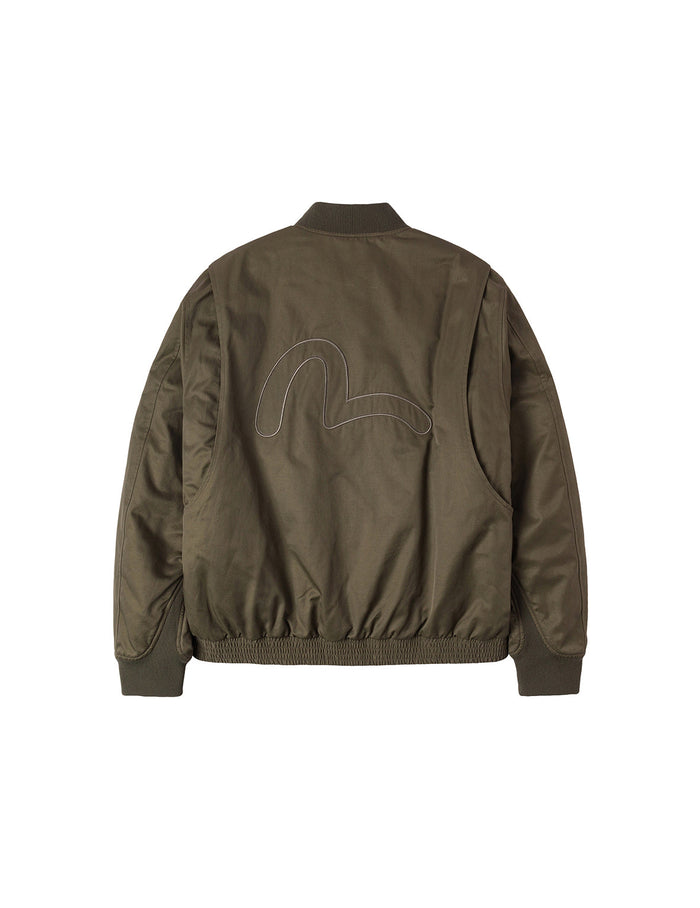 Multi Logo Badges Embroidery Regular Fit Padded Bomber Jacket