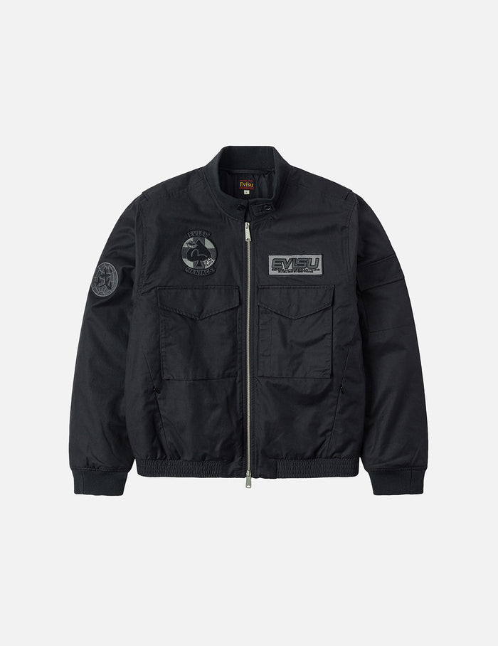 Multi Logo Badges Embroidery Regular Fit Padded Bomber Jacket