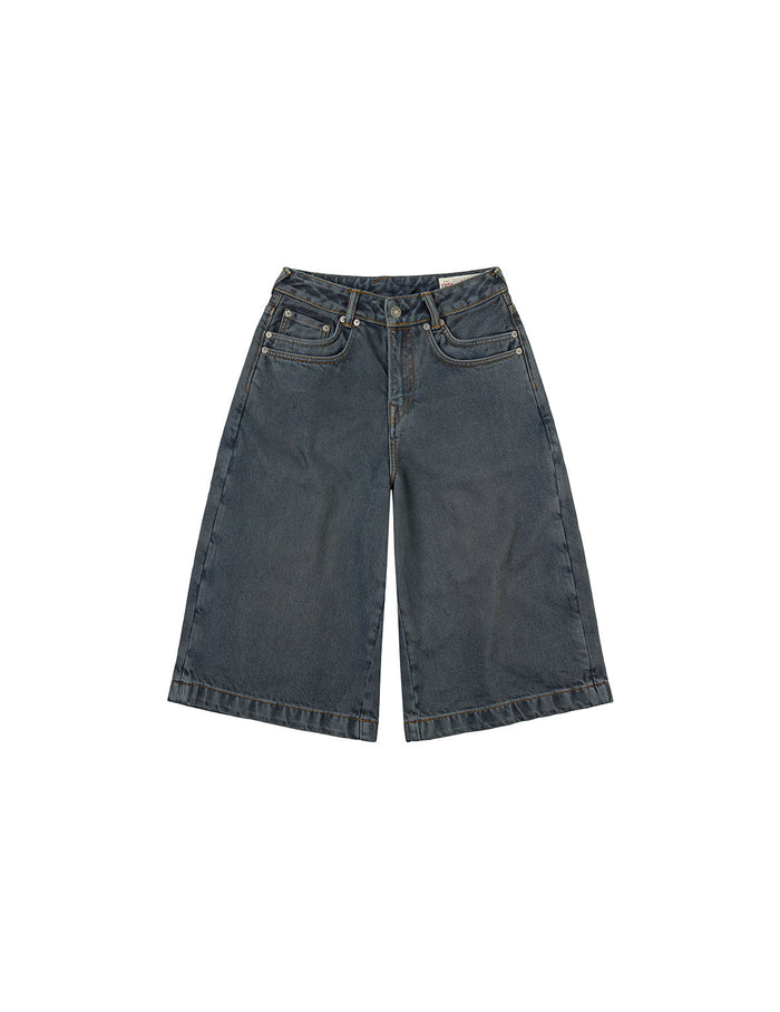 Multi-Pocket with Multi Logos Embroidery Cropped Jeans