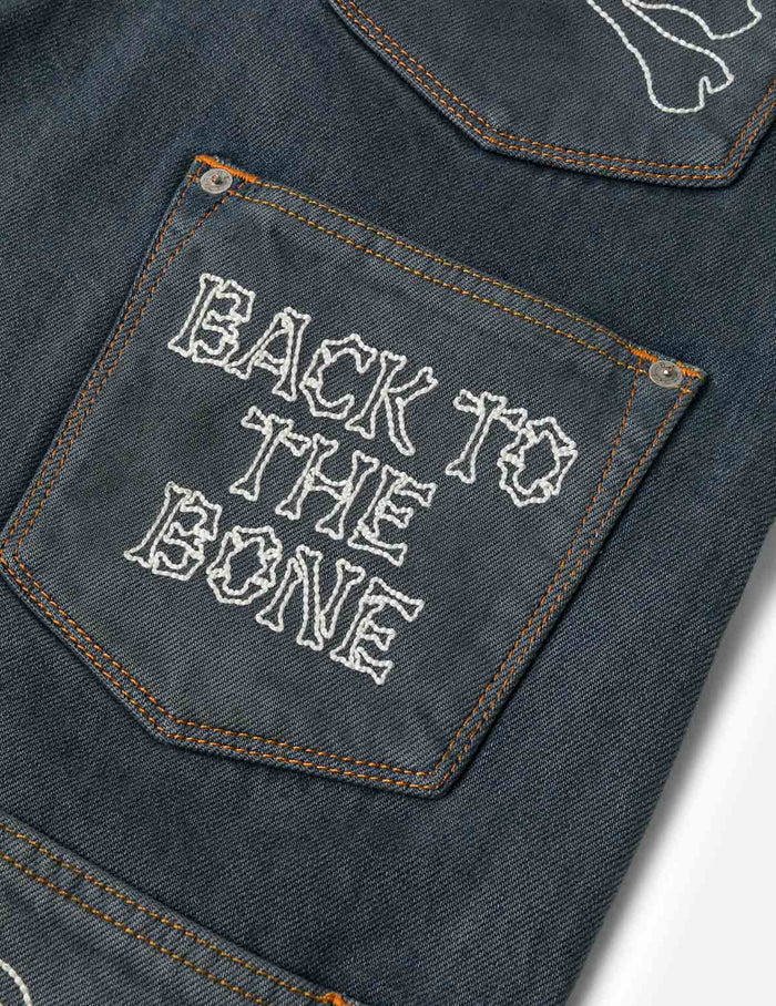 Multi-Pocket with Multi Logos Embroidery Cropped Jeans