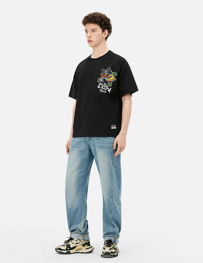 Multi-Pocket with Seagull Print 3D Fit Jeans