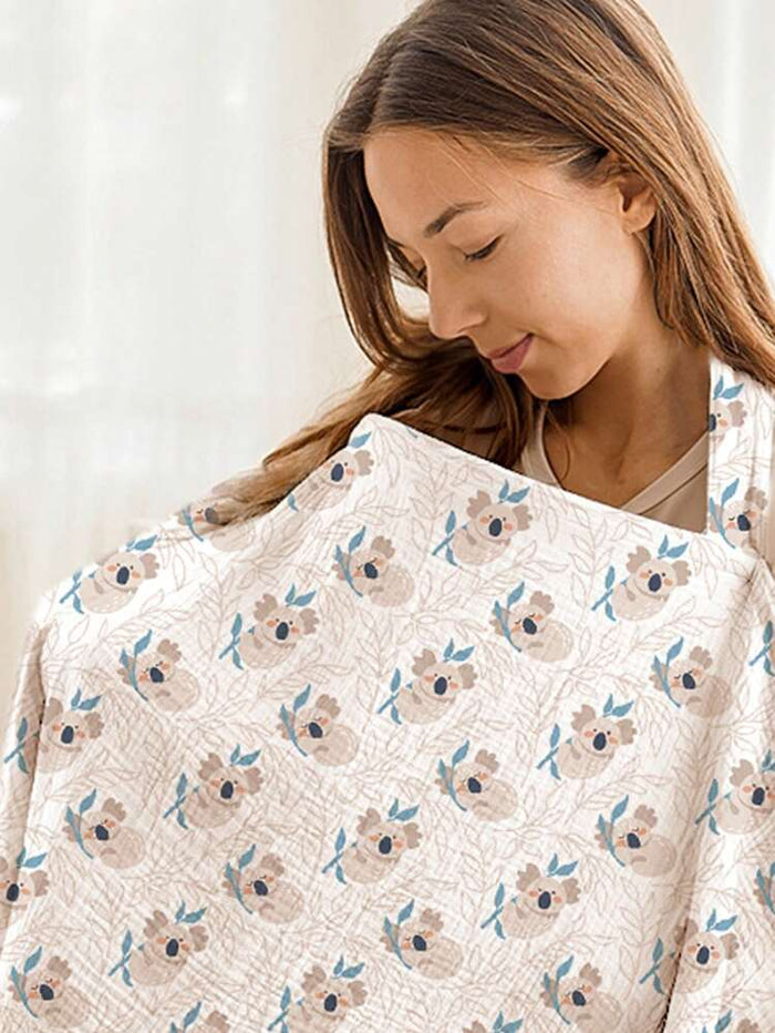 Muslin Nursing Cover Apron – Rainbow Print Breathable Breastfeeding Cover