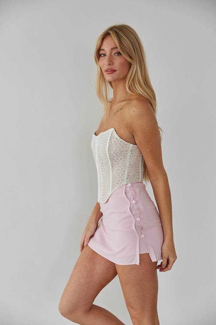 white lace corset top - strapless floral lace corset - corsets for summer
