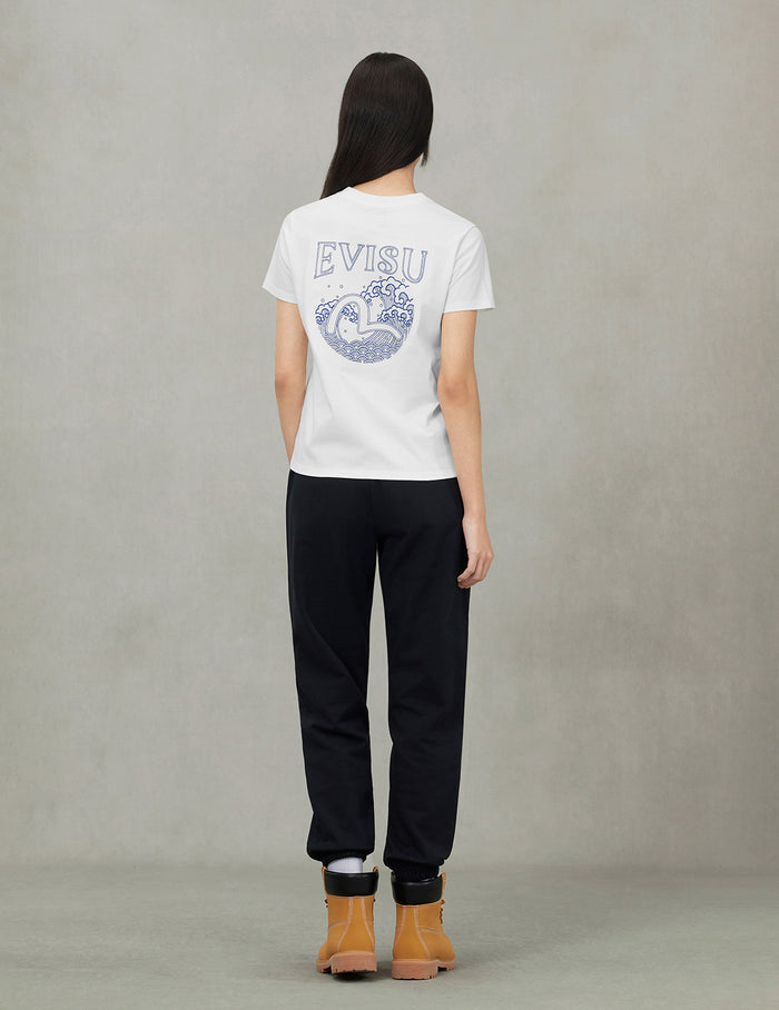 Nautical Theme Print and Embroidery Boyfriend T-Shirt