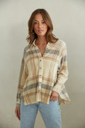 beige plaid oversized shirt