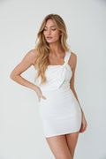 one shoulder white mini dress - white-image