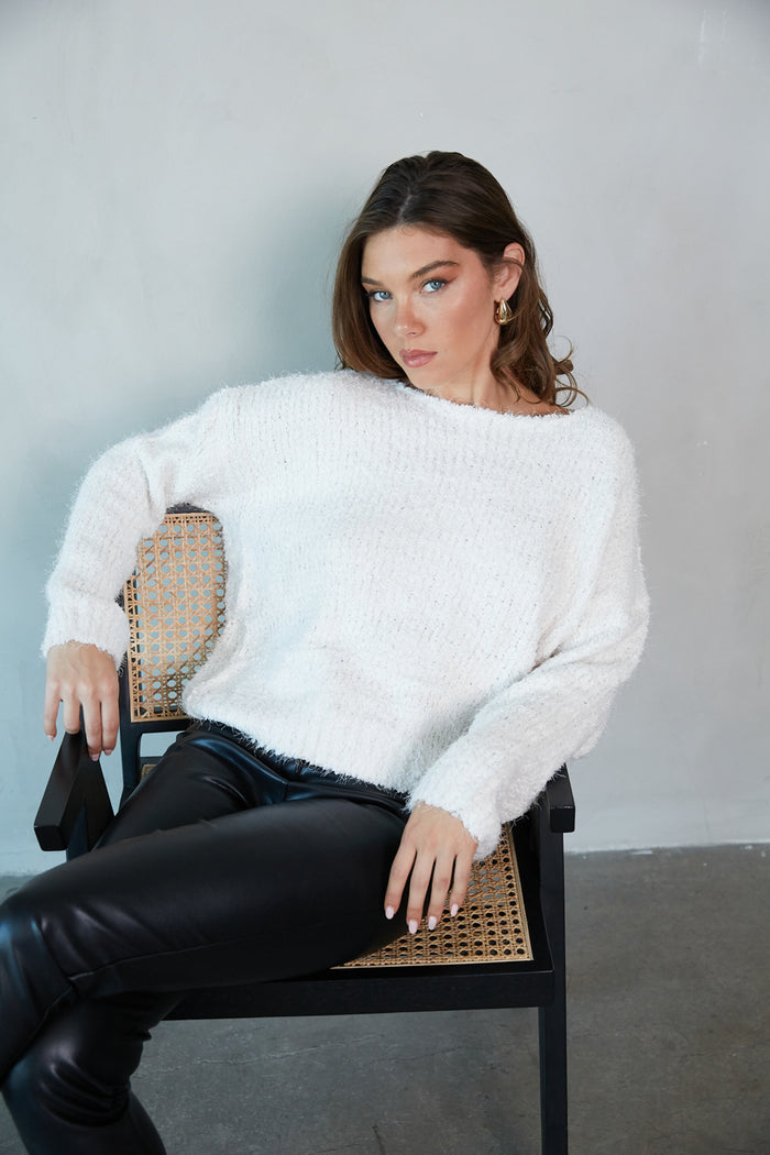 front-view | off the shoulder casual sweater | cute sweater | holiday sweater