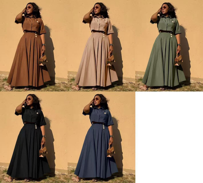 Olive Elegance Pleated 2-Piece Set