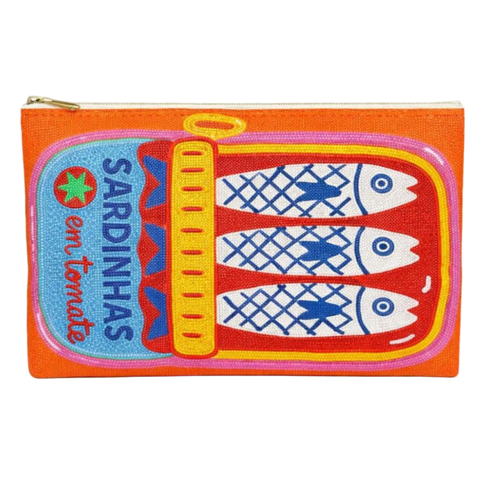 Orange Sardine Trio Beaded Clutch
