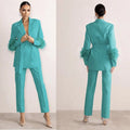 Ostrich Feather Mother of the Bride Pants Suits Women Suits Set  2 Pieces - Envious Designs