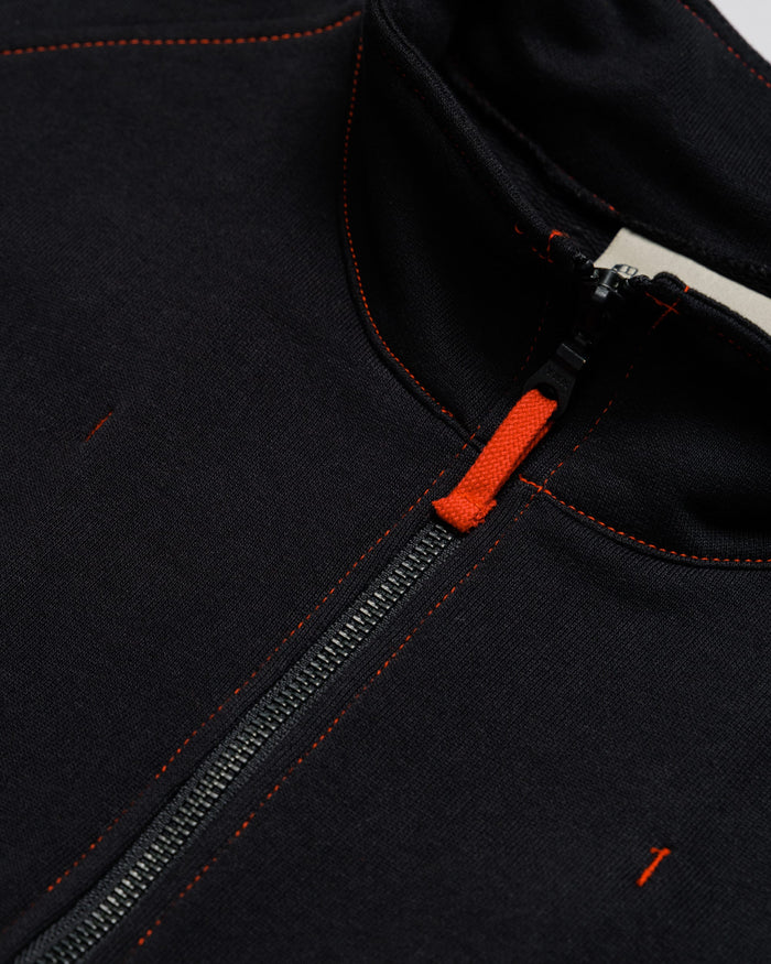 Outnback Recovery Cape in black, front zip and funnel collar detail