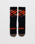 Outnback Running Socks in black and red, pair laid flat