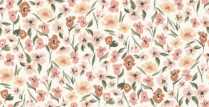 Painted Meadow Cream Pink - Family Fabrics B.V.