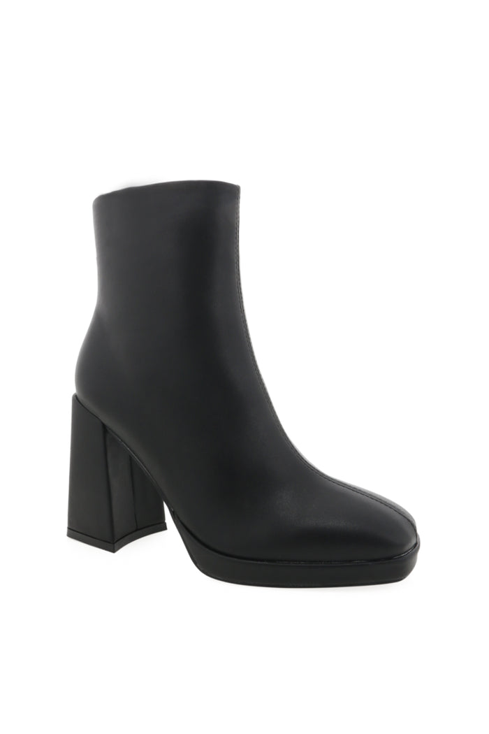 black square toe booties with block heel
