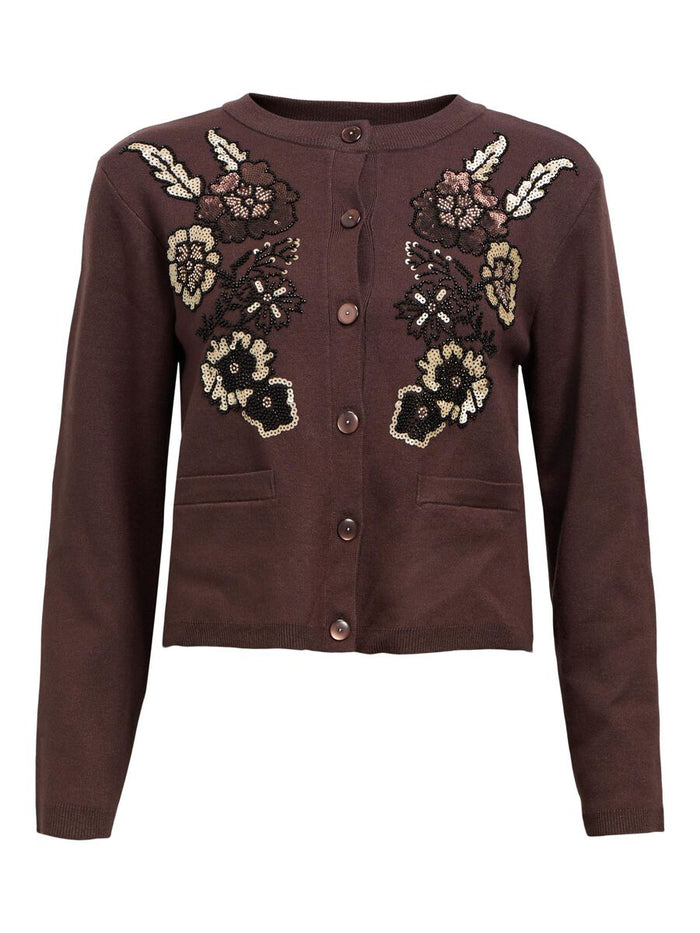 Pandora Sequin Cardigan (Seal Brown/Melange)